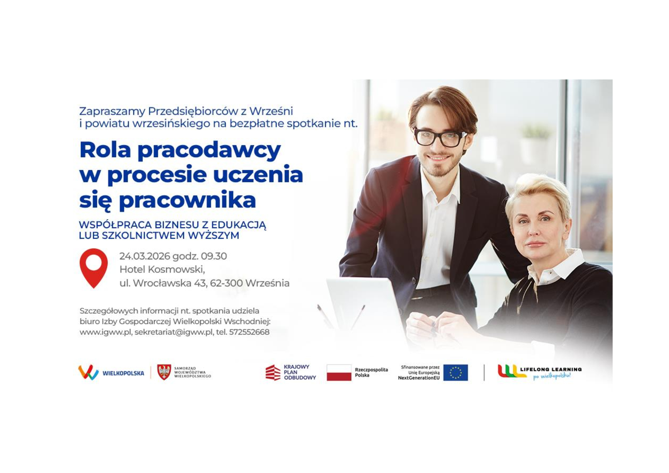 Zapraszamy Pracodawców z Wrześni i powiatu wrzesińskiego na spotkanie: “Rola pracodawcy w procesie uczenia się pracownika”